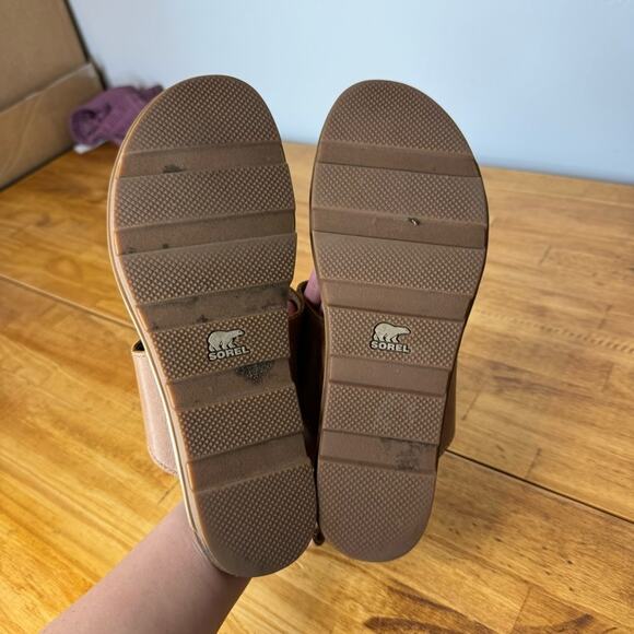 Sorel Torpeda Tan Brown Leather Ankle Strap Thong Sandals Size 8.5 - Picture 6 of 6